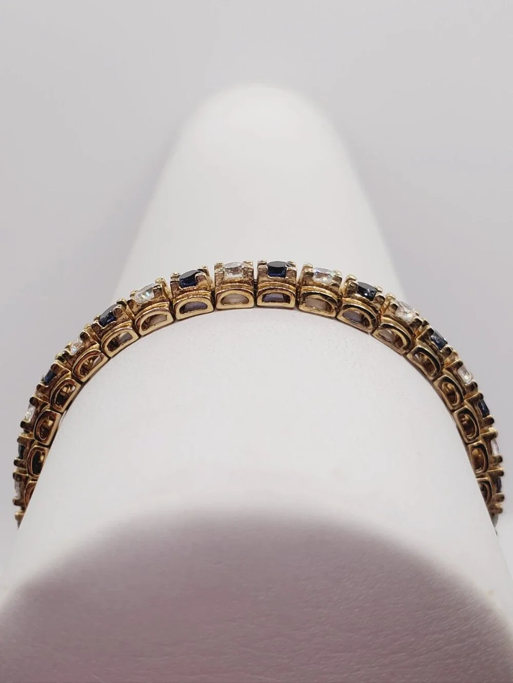 Classic Yellow Gold - 925 Sterling Silver Blue Sapphire Tennis Bracelet